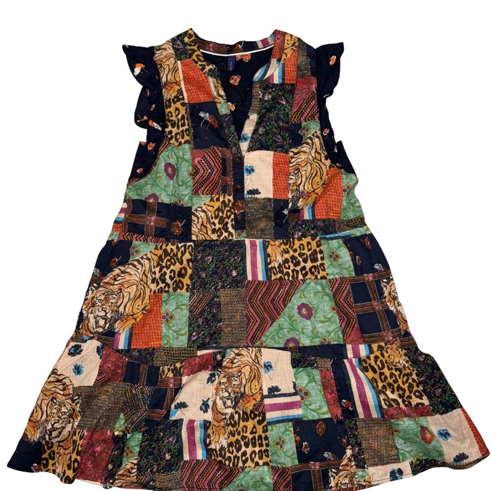 Anthropologie Pilcro Patchwork Henley Dress 100% Cotton Sz S